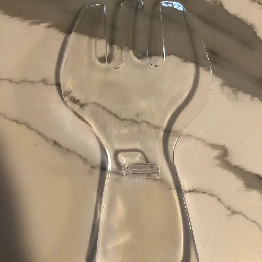 Vintage MCM Lucite Chunky Spoon & Fork Salad Tossers Servers 7
